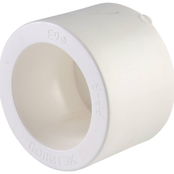 Переходная муфта Политэк 63х25 для сварки полипропиленовых труб (белая)-1