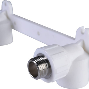 Настенный комплект Политэк 20х1/2 для смесителя полипропиленовых труб под сварку с наружной резьбой (белый)-4