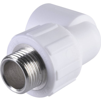 Угольник Политэк 20x1/2 для сварки полипропиленовых труб с наружной резьбой (белый)