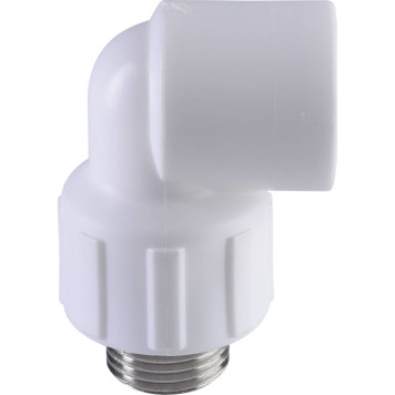 Угольник Политэк 20x1/2 для сварки полипропиленовых труб с наружной резьбой (белый)-1