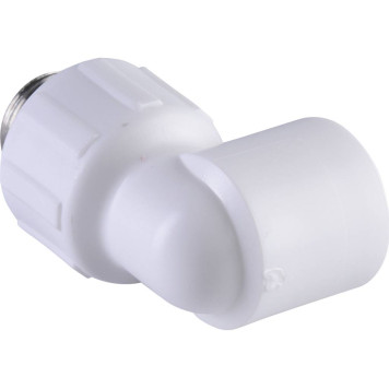 Угольник Политэк 20x1/2 для сварки полипропиленовых труб с наружной резьбой (белый)-2