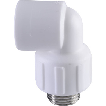 Угольник Политэк 20x1/2 для сварки полипропиленовых труб с наружной резьбой (белый)-3