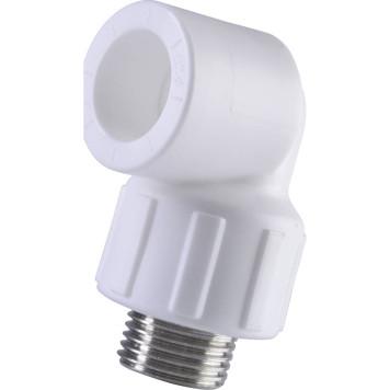 Угольник Политэк 20x1/2 для сварки полипропиленовых труб с наружной резьбой (белый)-4