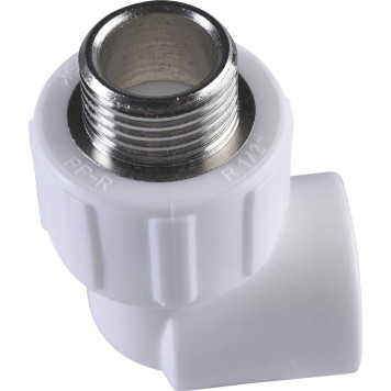 Угольник Политэк 20x1/2 для сварки полипропиленовых труб с наружной резьбой (белый)-5