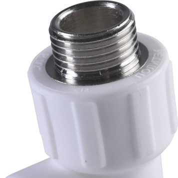 Угольник Политэк 20x1/2 для сварки полипропиленовых труб с наружной резьбой (белый)-6