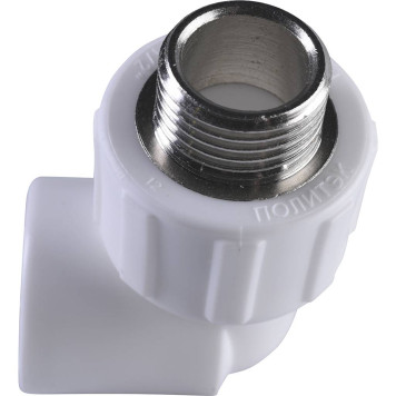 Угольник Политэк 20x1/2 для сварки полипропиленовых труб с наружной резьбой (белый)-7