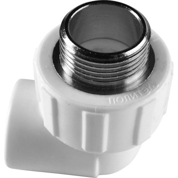 Угольник Политэк 20x3/4 с наружной резьбой для сварки полипропиленовых труб (белый)-8