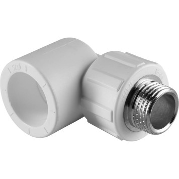 Угольник Политэк 25x1/2 для сварки полипропиленовых труб с наружной резьбой (белый)