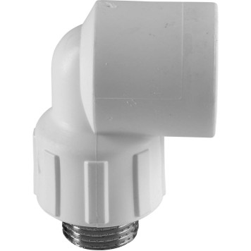 Угольник Политэк 25x1/2 для сварки полипропиленовых труб с наружной резьбой (белый)-3