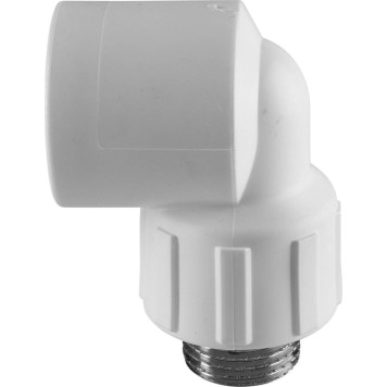 Угольник Политэк 25x1/2 для сварки полипропиленовых труб с наружной резьбой (белый)-5
