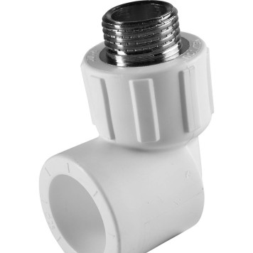 Угольник Политэк 25x1/2 для сварки полипропиленовых труб с наружной резьбой (белый)-6