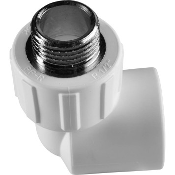 Угольник Политэк 25x1/2 для сварки полипропиленовых труб с наружной резьбой (белый)-7