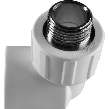 Угольник Политэк 25x1/2 для сварки полипропиленовых труб с наружной резьбой (белый)-8