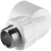 Угольник Политэк 32x3/4 с наружной резьбой для полипропиленовых труб под сварку (цвет белый) (9410003234)