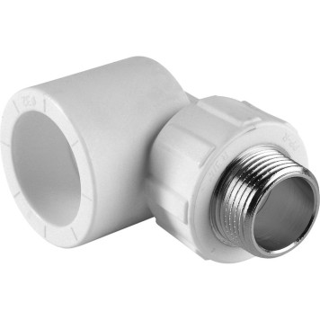 Угольник Политэк 32x3/4 с наружной резьбой для сварки полипропиленовых труб (белый)-1