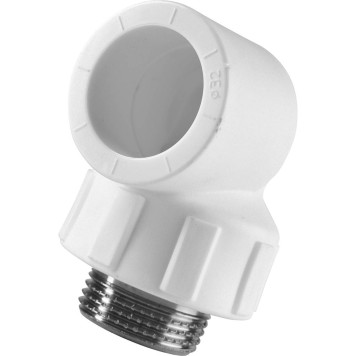 Угольник Политэк 32x1& для сварки полипропиленовых труб с наружной резьбой (белый)-4