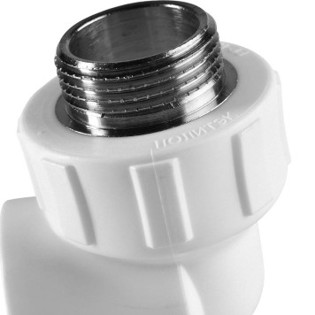 Угольник Политэк 32x1& для сварки полипропиленовых труб с наружной резьбой (белый)-6