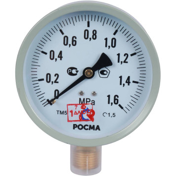 Манометр РОСМА ТМ-510P.00 G1/2.1,5.M2 диам. 100 мм (0-1,6МРа)-1