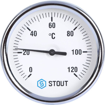 Термометр биметаллический STOUT SIM-0001 с погружной гильзой, Dn 80 мм, 0-120°С.-1