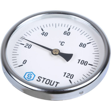 Термометр биметаллический STOUT SIM-0001 с погружной гильзой, Dn 80 мм, 0-120°С.-2