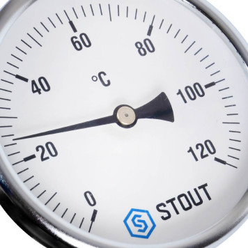 Термометр биметаллический STOUT SIM-0001 с погружной гильзой, Dn 80 мм, 0-120°С.-6