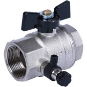 Кран шаровой BUGATTI Oregon 1 1/4 с дренажем и воздухоотводчиком, (ручка-бабочка) внут-внут резьба (03320026)