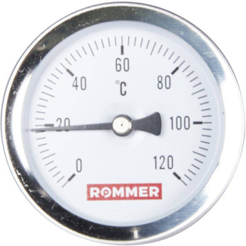 Термометр биметаллический ROMMER 63 мм 120 градусов с погружной гильзой 50 мм 1/2 (RIM-0001-635015)-1