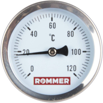 Термометр биметаллический ROMMER 63 мм 120 градусов с погружной гильзой 75 мм 1/2 (RIM-0001-637515)