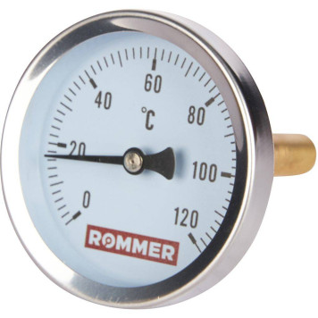 Термометр биметаллический ROMMER 63 мм 120 градусов с погружной гильзой 75 мм 1/2 (RIM-0001-637515)-1