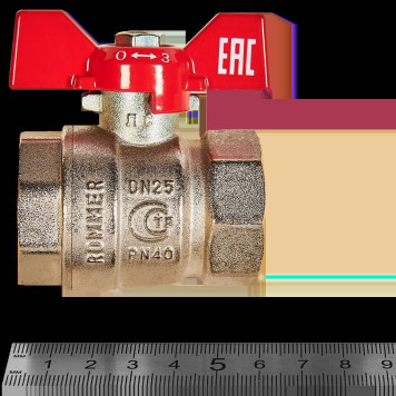 Кран шаровой ROMMER ВР/ВР, ручка бабочка 1 (RBV-0003-2110225)-1