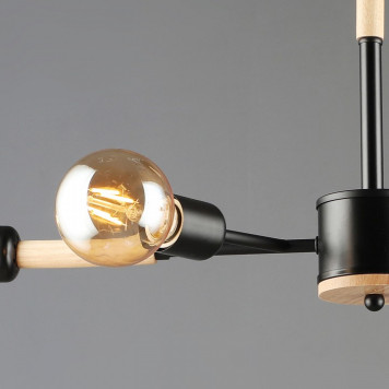 Люстра на штанге 99960 99960-0.3-04 BK+WOOD-2