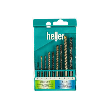 Набор комбинированный универсальный Heller: HSS по металлу ф 3/4/5/6/8, камень Ø 4/5/6/8 (9 пр)-3