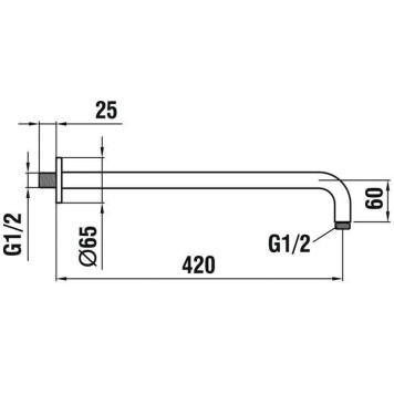 Laufen Кронштейн для верхнего душа 42см., настенный, цвет: хром. HF960109100001-1