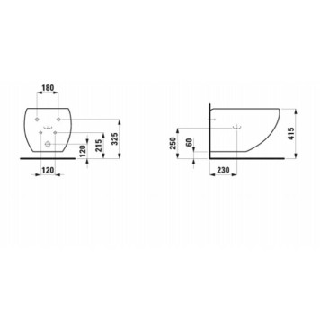 Laufen Alessi One Биде подвесное 58.5x39x35.5см, с 1 отв. под смеситель, с покр. LLC, цвет: белый-3