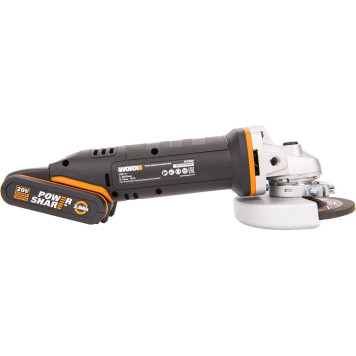 Угловая шлифмашина аккумуляторная WORX WX800,20В, 115 мм, 2*2,0Ач, кейс-6