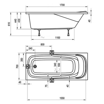 Ravak Vanda II Ванна 170х70см, встраиваемая, цвет: белый. CP21000000-7
