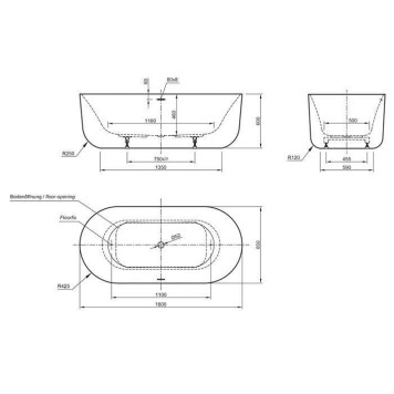 Knief Venice Ванна отдельностоящая 180x85x60см., щелевой перелив, цвет: белый-1