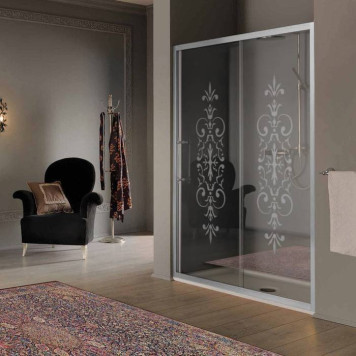 SAMO VB Дверь в нишу/для боковой стены 116-122х200cм, проф. и ручка хром, стекло прозрачное с декором матовым N6