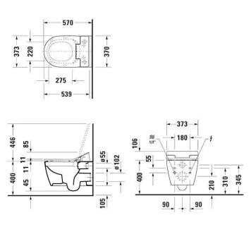 Duravit ME by Starck SensoWash Унитаз подвесной 57x37см, Rimless, HygieneGlaze, с крышкой биде, цвет: белый. 2529592000, 611000002502300-7