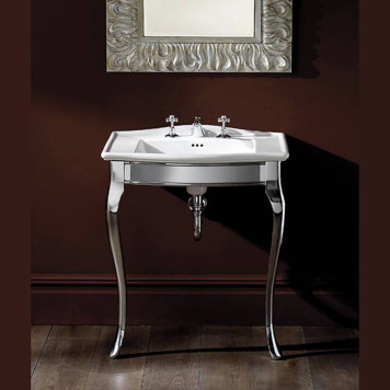 DevonDevon Lady Декоративная структура 69.5х50см, с раковиной на 3 отв., напольная, цвет: хром/белая. IBLI3FWES, DELADYCR