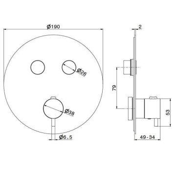 Newform X-STEEL 316 Смеситель для душа, встраиваемый, термостатический, на 2 источника, переключение - кнопки, цвет: INOX. 70426EX.50.050-1