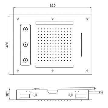 Almar Spin Temptation Верхний душ 48х63см., потолочный, 3 режима, хромотерапия, цвет: Black Absolute Brushed PVD. E044190.AB-1