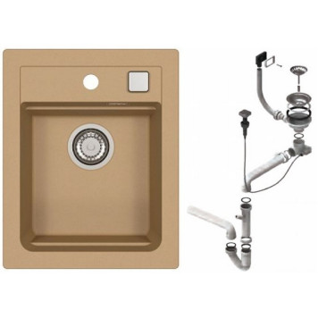 Alv 1139079 GR Atrox 10 Beige G55 Мойка I/U, 1 чаша, 3½ 400х500х195 мм+сифон 1132823, шк 400/500 1139769