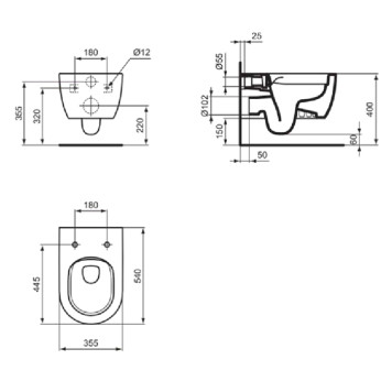Ideal Standard Blend Curve Унитаз подвесной 54х36см., безободковый с технологией смыва RimLS+reg;, цвет: белый. T465501-6