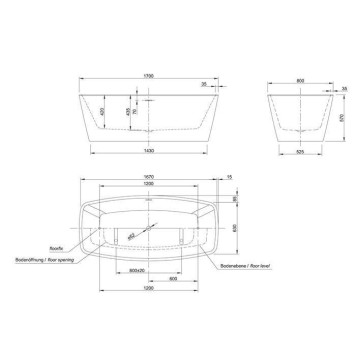 KNIEF Cube Ванна отдельност-я 170х80х57см, с щелевым переливом, цвет: белый-2