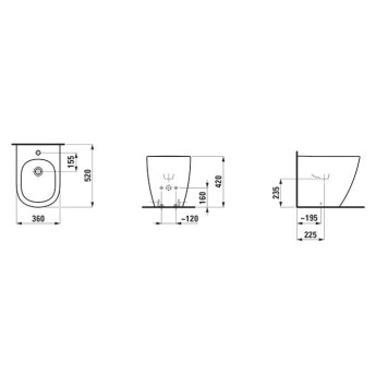 Laufen Lua Биде напольное 52x36xh42см, с 1отв., цвет: белый глянцевый-1