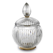 3SC ELEGANCE Баночка универсальная, D=15/h20 см, с крышкой, настольная, цвет: прозрачный хрусталь/золото 24к. . EL48ACRGD