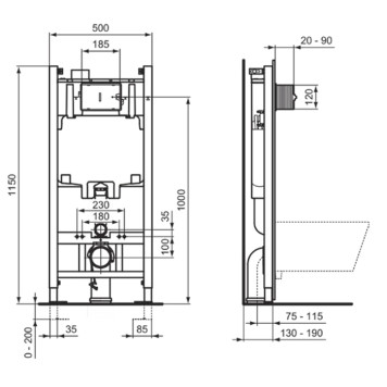 Ideal Standard ProSys 2.0 Встраиваемая инсталляция для монтажа подвесных унитазов. R046367-1