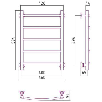 Стилье Версия-Н2 Полотенцесушитель водяной 40x60h, цвет черный 17622-6040-2