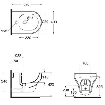 Azzurra Charme Биде подвесное 52x40xH34 см с 1 отв., c креплением KIT 2000 CF, цвет: Bianco lucido-4